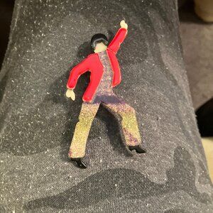 vintage lea stein paris pin brooch john travolta  disco dancer